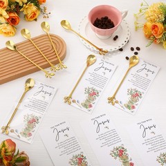50 Sets Christian Tea Party Favors – Jesus Teaspoons & Prayer Cards, 6.5″ Gold C