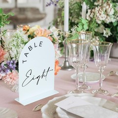 White Arch Wedding Table Numbers 1-10 with Stands 5×7 Inch Acrylic Arch Sign …