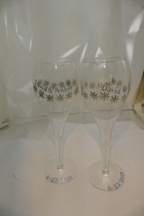 Toasting Clear Glass Set Wedding floral w/Bride Groom Names » David And Amber»