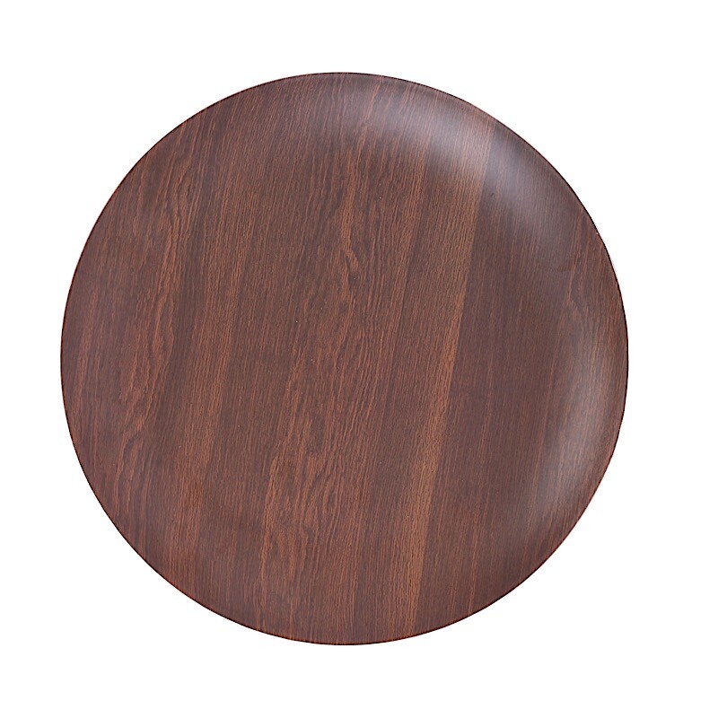6 Brown 10″ Round Wood Grain Design Heavy Duty Plastic Plates Party Decorations