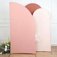 7 ft x 3 ft DUSTY ROSE Matte Fitted Spandex Half Moon Arch Stand Cover Wedding