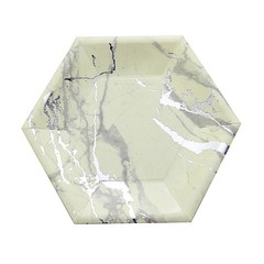 50 pcs 8.5″ Ivory Silver Hexagon Paper Salad Plates Marble Design Tableware