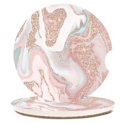 Modern Rose Gold Glitter Coral Gray Pastel Marble Absorbent Cup Holders Car C…