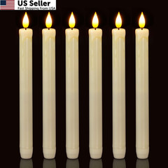 Homemory 6 Pack Flameless Taper Candles, No Remote, of 6, Ivory 6