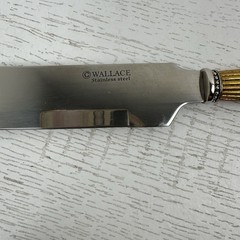 Wallace Stainless Cake Knife And Server Set Silver And Gold Tone With Rhinestone