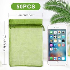 50 Pack Organza Bags 5 x 7 Inch, Gift Bags Small 1 count (Pack of 50) Green