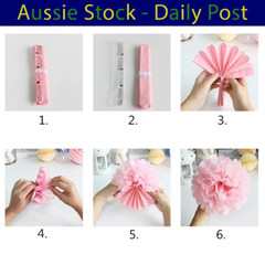 Pom Poms Tissue Paper Pompoms Wedding Baby Shower Birthday Party 6″-10″ 5pcs