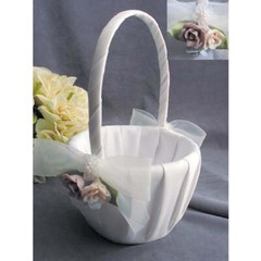 Pastel Porcelain Rose Wedding Flowergirl Basket