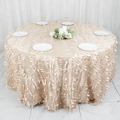 BalsaCircle 132-Inch Beige Taffeta Round Tablecloth Leaf 132″ (Round),