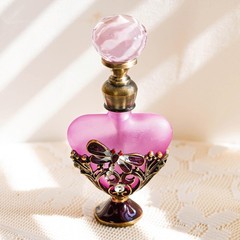 YU FENG Vintage Dragonfly Pewter and Glass Perfume Bottle 0.2 Ounces, pink