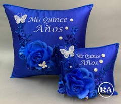NEW! Quinceanera Kneeling pillow Royal Blue with gold – cojin de quinceanera