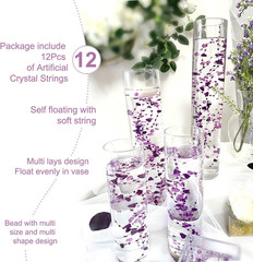 12Pcs Purple Crystal String for Floating Candles Centerpieces Table Decorations,