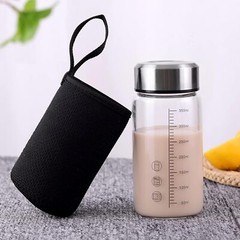 TONGRANG-LIFE 12Oz Glass Water Bottle,Glass Shaker Bottle,Small Clear