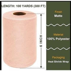 Blush Pink Tulle Roll 6″ x 300 Ft (100 Yds) Fabric Netting Wedding Decor Craft