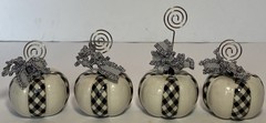 4 Fall Thanksgiving Pumpkins White Ceramic Pumpkin Place Card Holders 140