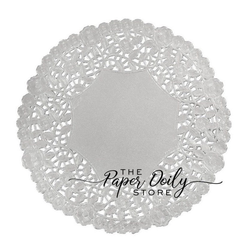 50 – 12″ SILVER PAPER DOILIES | Anniversary, Wedding, Placemats Silver Chargers
