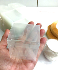 Clear Cube Party Favor Boxes. 60 piece box, tie, + tag. Birthday, wedding, baby