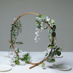 GOLD 24″ Round Metal FLORAL HOOP STANDING WREATH RING Party Events Decorations