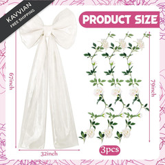 BreezeHug Wedding Giant Bow Decor Big with 31.5 x 24 x 67 inches, White