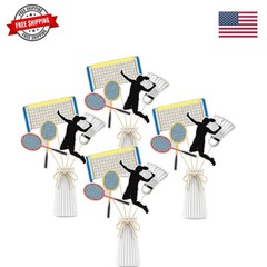 Set of 16,Badminton Theme Centerpiece Sticks,Boy Kid Birthday Table Toppers,B…