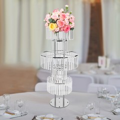 5-Tier Flower Stand Silver Acrylic Crystal Tabletop Wedding Centerpiece 110cm