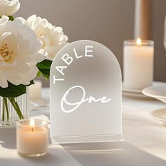 5×7 Inch Frosted Arch Wedding Table Numbers 1-15 with Stands Acrylic Arch Sign w