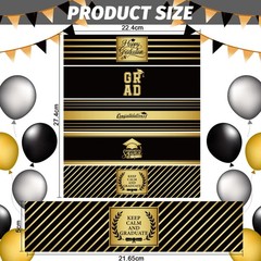 100Pcs Graduation Water Bottle Labels Black Gold Water Bottle Stickers Class of