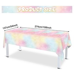 Tiamon 1 Pc Pastel Rainbow Tablecloths 108″ x 54″ (Rectangular), Pink