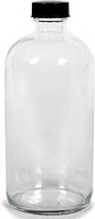Vivaplex, 12, Clear, 16 oz Glass Bottles, with 12 Count (Pack of 1), White