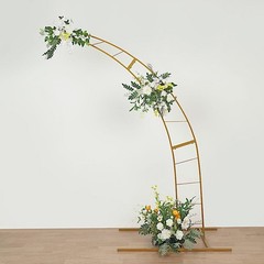 8 ft GOLD Half Crescent Moon Floral Display Frame Arch BACKDROP STAND Events