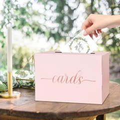 Pink Card Box Party Gift Paper Holder Rose Gold Foil Design Wedding Receptions