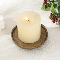Vintage Cast Iron Pillar Candle Holder Plate, 1 set (1 pc), Brass