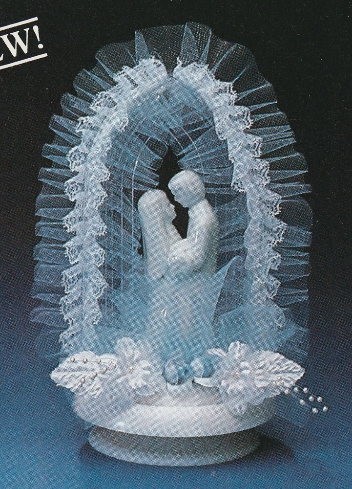 New Wilton «Devotion» Wedding Cake Top, white porcelain couple, blue 117-427