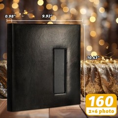Wedding Guest Book with Photo Booth Insert – 160 2×6 Photo Sleeves & Guest Si…