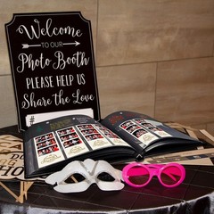 Wedding Guest Book with Photo Booth Insert – 160 2×6 Photo Sleeves & Guest Si…