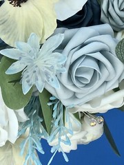Dusty Blue & White Artificial Wedding Bridal Bouquet Ling’s Moments Faux Flowers