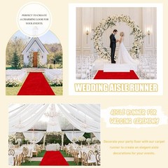 2×15 FT Red Velvet Wedding Aisle Runner Indoor Carpet Rug Church Decoration