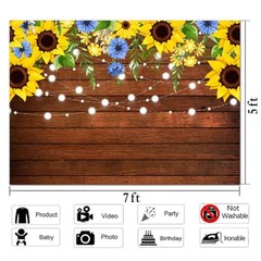 Rustic Sunflower Wooden Photo Banner 7x5ft Summer Floral Brown Wood