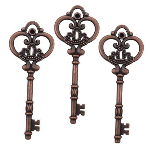20pcs 3.3 Inch Large Antique Skeleton Keys Bulk Charms in Vintage Style Copper