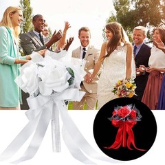 Hand Bunch Bridal Holding Flower Artificial Rose Silk Bouquet Bridesmaid Decor