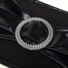 10 Black Metallic Spandex Chair Sashes with Silver Buckles Wedding Decorations