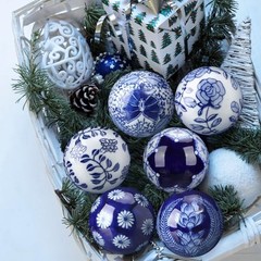6 Pcs Blue and White Porcelain Balls Chinoiserie Decor Decorative Pattern 2