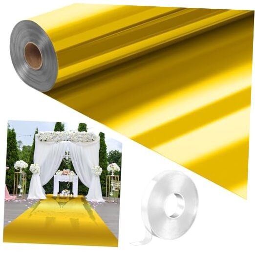 3.3 x 98.4 ft Aisle Runner for Wedding Ceremony Double Sided Reflective Gold