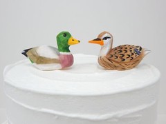Mallard Duck Bird Cake Topper Bride Groom Love Wedding Engagement Wood Statue