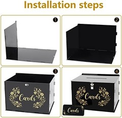 Black Acrylic Wedding Card Box Card Boxes with Lock and Card Sign, Gift Card Box