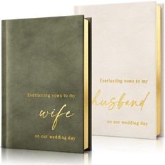 Elegant Velvet Wedding Vow Books With Gold Foil Lettering His and Hers Vow Books