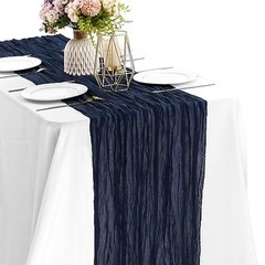 0FT Cheesecloth Table Runner Boho Gauze Fabric Table Runner Rustic 1 Navy Blue
