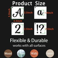 BAMIDELE 2.5 Inch Alphabet Letter Stencils for Painting, 66 Pcs Reusable Plas…