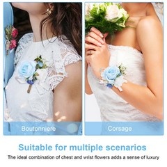 1Set Multicolor Rose Wristlet and Boutonniere Corsage Set for Bridal and Prom