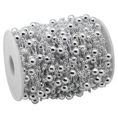 Silver String Garland for 100-Feet Artificial Pearl Beads